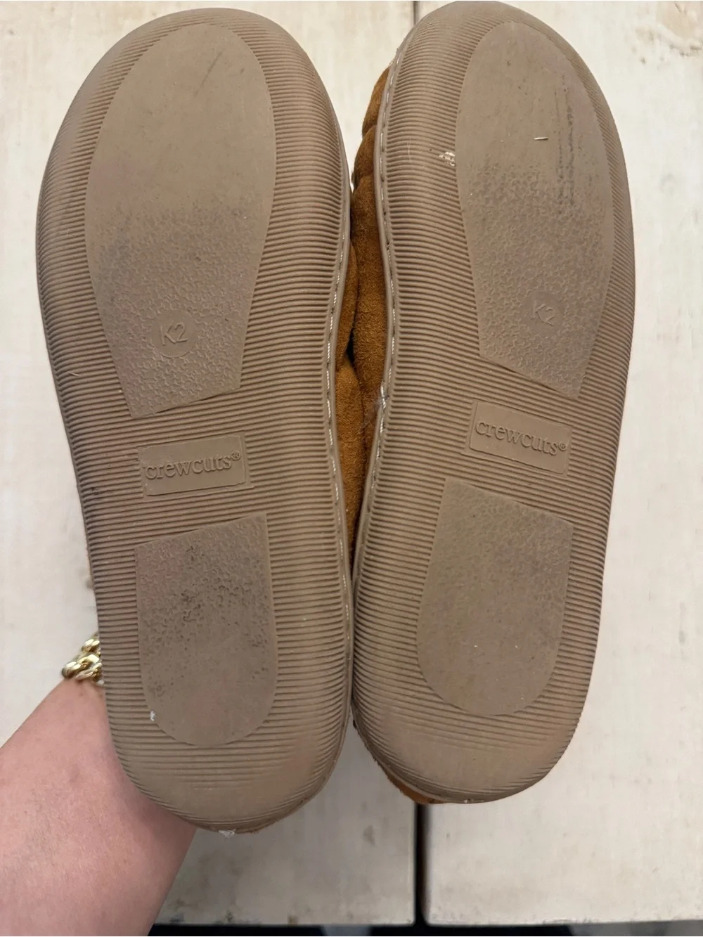 J. Crew Kids Faux Fur-Lined Moccasins - Brown with Cream Trim